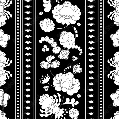 stock vector seamless floral oriental doodle pattern. border