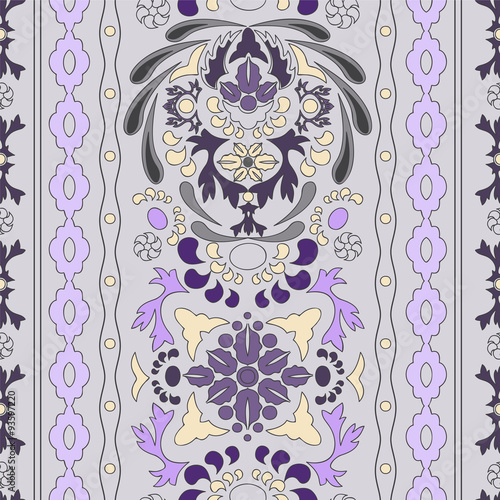 stock vector seamless floral oriental doodle pattern. border