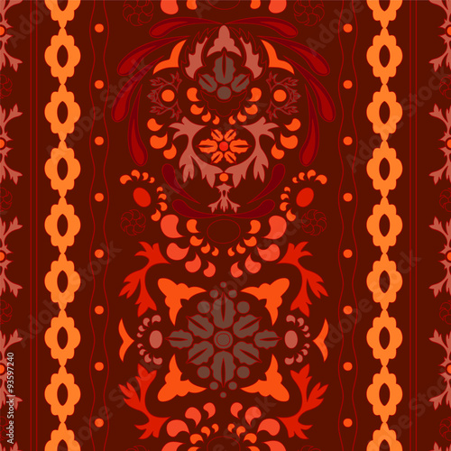 stock vector seamless floral oriental doodle pattern. border