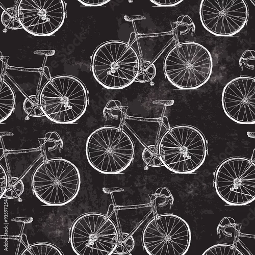 Tapety Vintage Rowery wzór na tle czarne tło