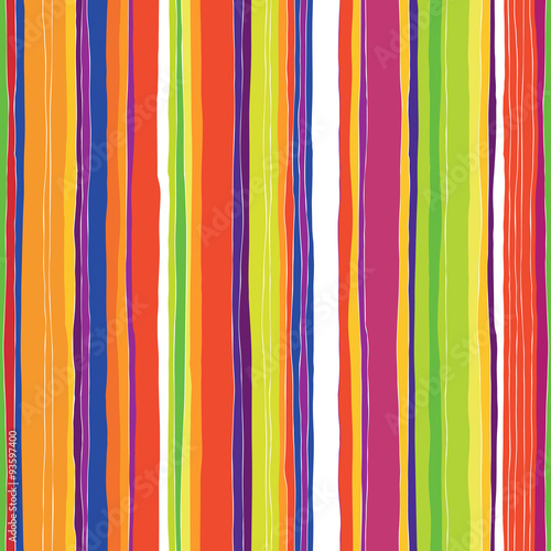Abstract colorful stripes pattern. Seamless hand-drawn lines vec