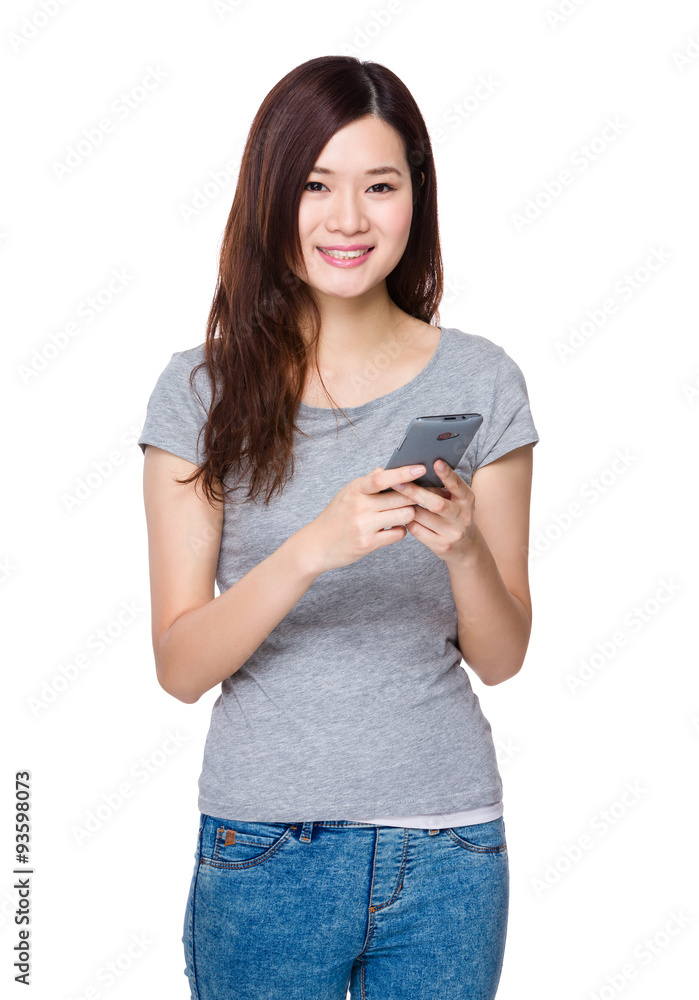 Asian Young Woman hold with mobile phone Asian Young Woman hold with mobile phone
