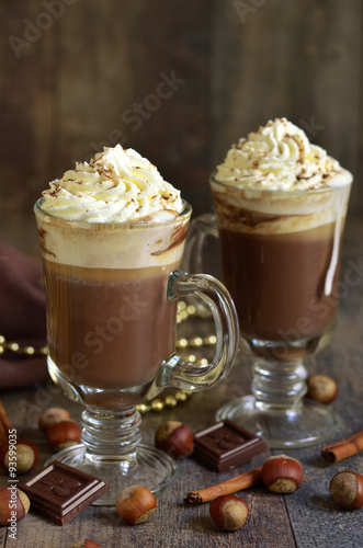 Hot chocolate with cinnamon and huzelnuts. © lilechka75