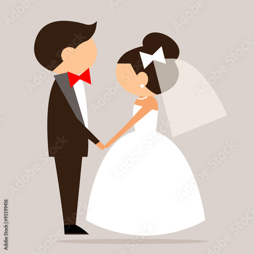 cartoon bride and groom sideways