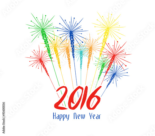 Happy new year fireworks 2016 holiday background design
