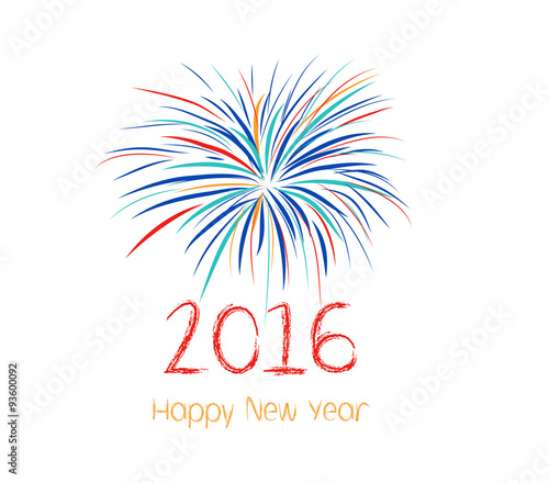 Happy new year fireworks 2016 holiday background design