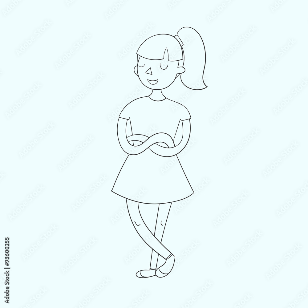 Girl black and white vector illustration Girl black and white vector illustration