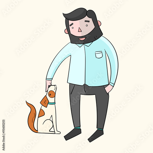 Businessman hipster man with dog color