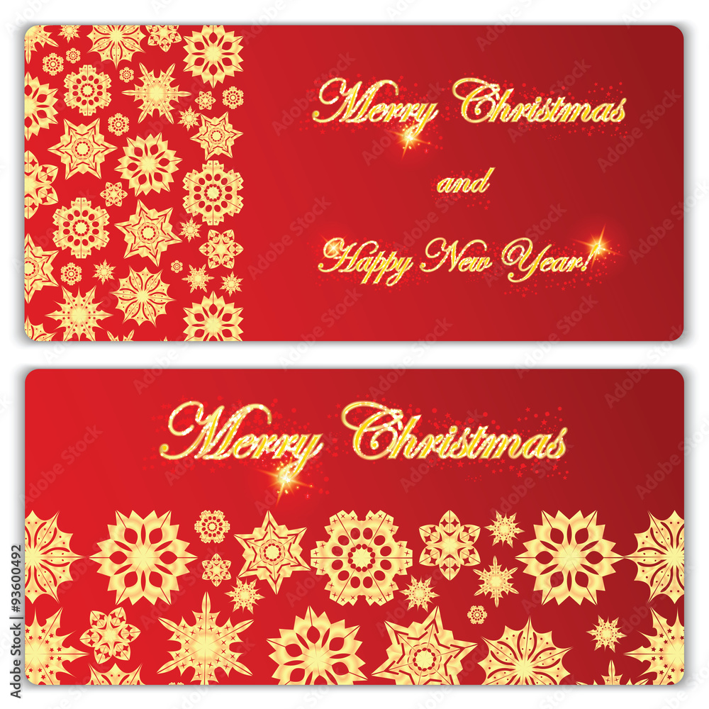 Set of Christmas and New Year banners with snowflakes
