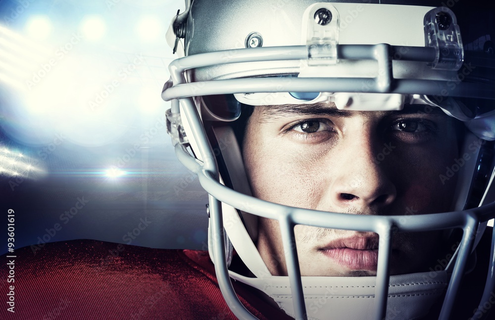 Composite image of close-up portrait of confident sportsman Composite image of close-up portrait of confident sportsman