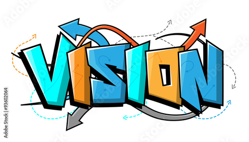 VISION Vector Graffiti Letters Icon with Arrows