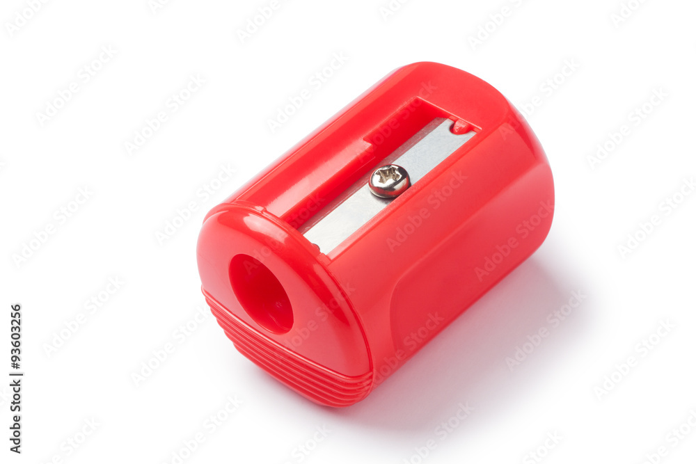 Red pencil sharpener on white background Red pencil sharpener on white background