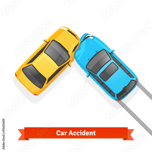 Frontal 90 degree car crash road accident