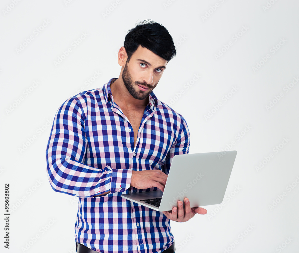 Portrait of a handsome man using laptop computer Portrait of a handsome man using laptop computer