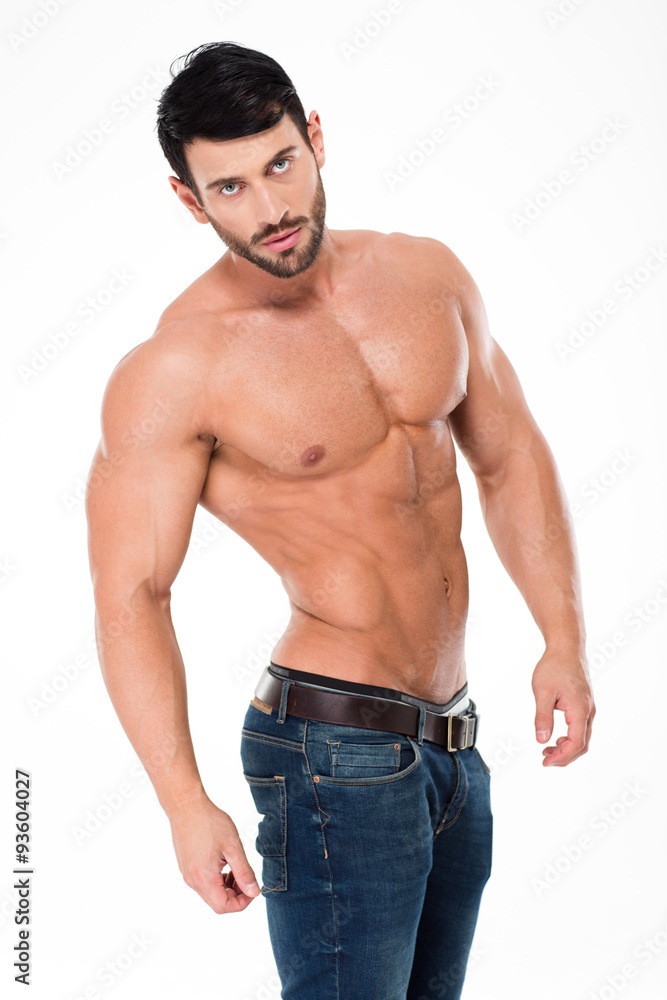 Handsome muscular man with nude torso