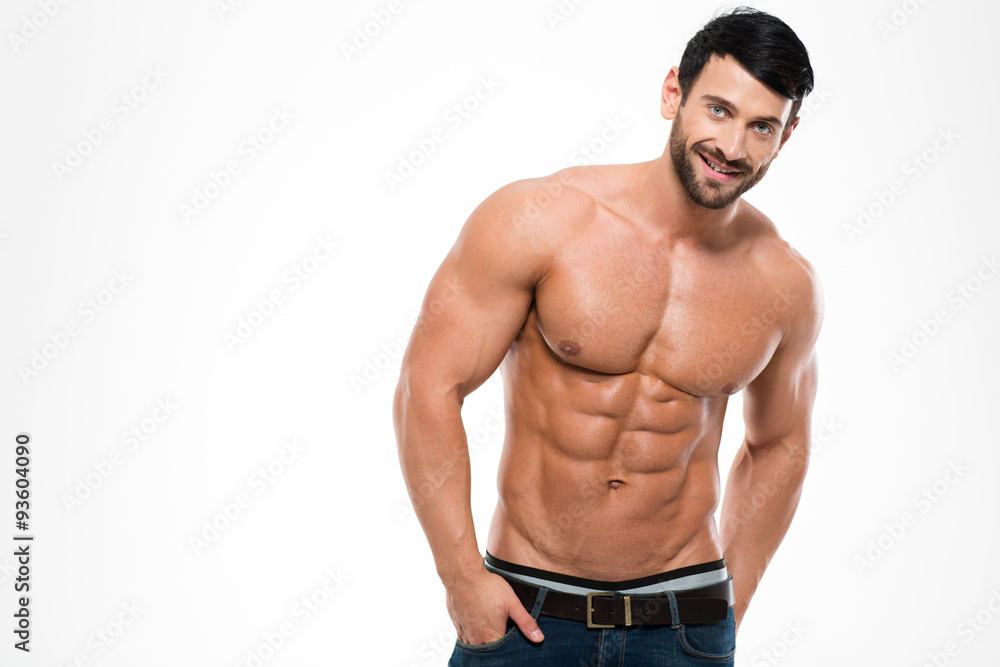 Fototapeta premium Smiling handsome man with muscular torso