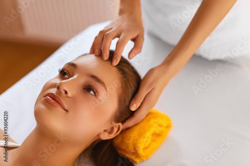 Face spa. Woman during facial massage. Face treatment, skin care