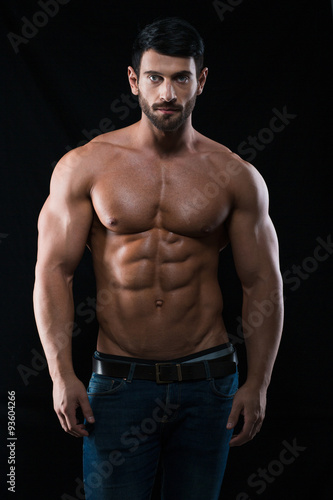 Handsome muscular man with naked torso