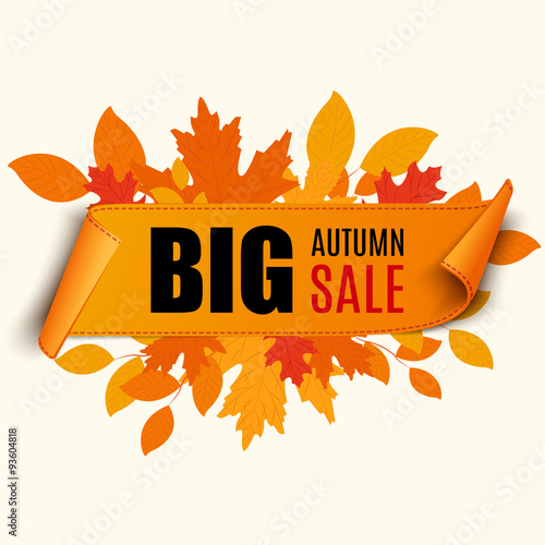Autumn foliage vector sale banner. Can be used for flyers, banners or posters.