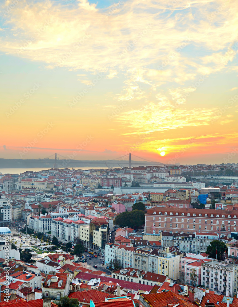 Lisbon sunset skyline, Portugal