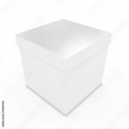 Blank White Gift Box - 3D render of a White Box with Lid isolated on white