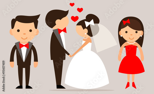 cartoon couple and witnesses