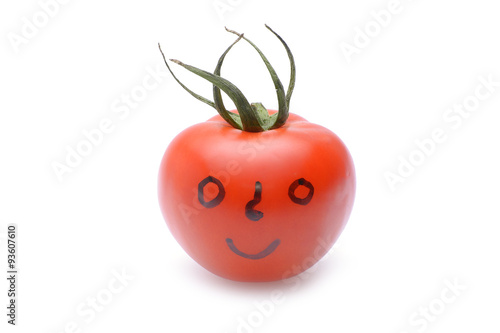 Funny tomato on white