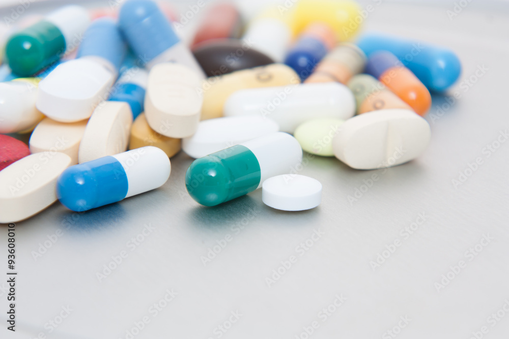 Various pharmaceuticals. All on metal background Various pharmaceuticals. All on metal background