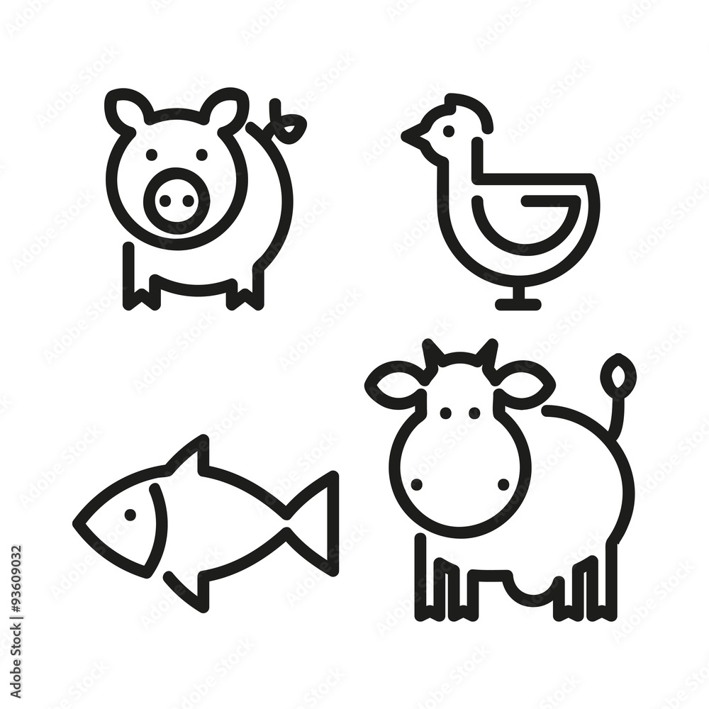 zwierzęta - zestaw ikon wektor
