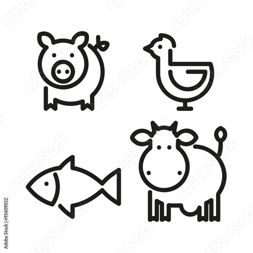 zwierzęta - zestaw ikon wektor #93609032
