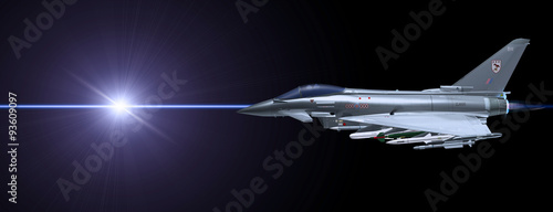 Kampfjet mit Laserstrahl photo