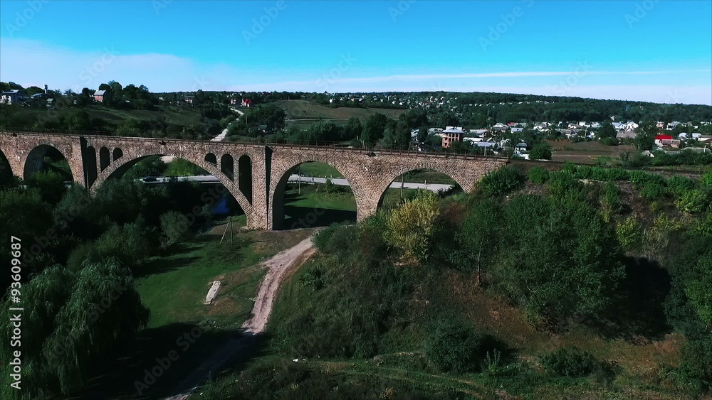 aerial shot of the stone railway bridge aerial shot of the stone railway bridge