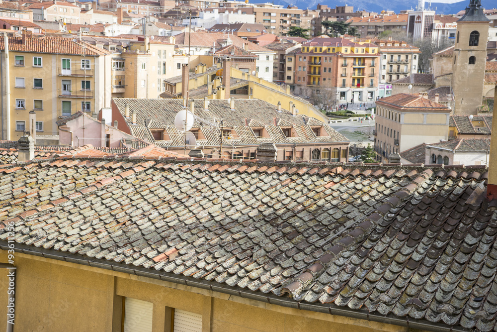 Fototapeta premium aerial views of the Spanish city of Segovia. Ancient Roman and m