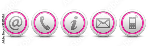 Contact Us – Set of light gray buttons with reflection & pink