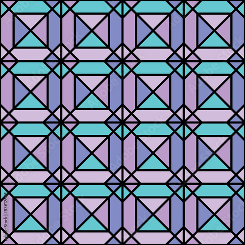 Seamless geometric pattern of pastel colors squares with strokes