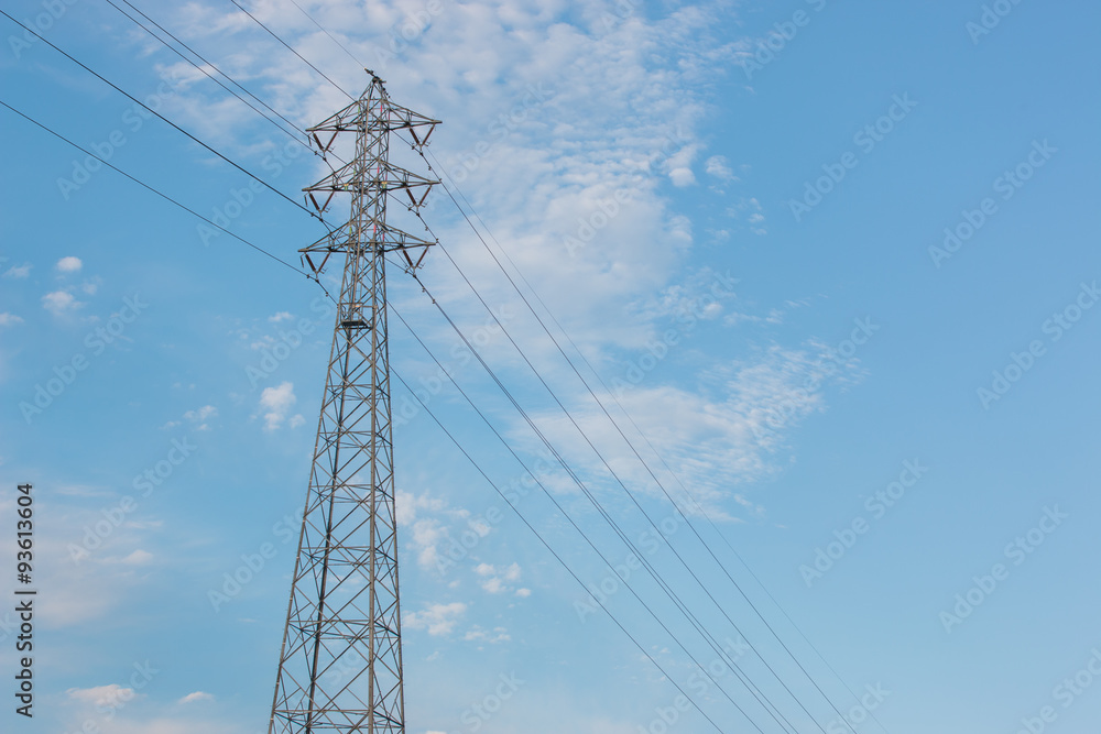 Mast electrical power line against cloud and blue sky. Mast electrical power line against cloud and blue sky.