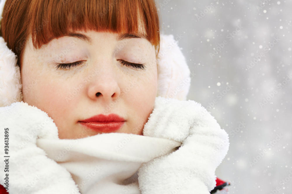 redhead winter woman redhead winter woman