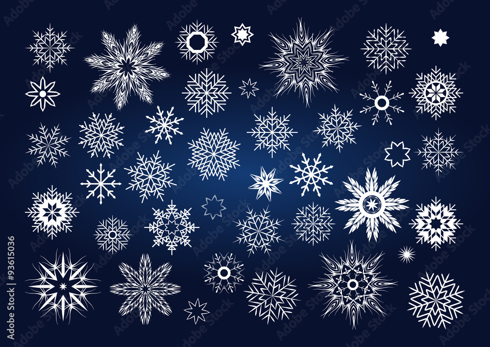 Vector Christmas set of snowflakes and stars Vector Christmas set of snowflakes and stars