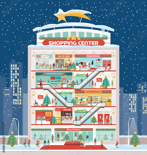 Shopping center with Christmas decorations