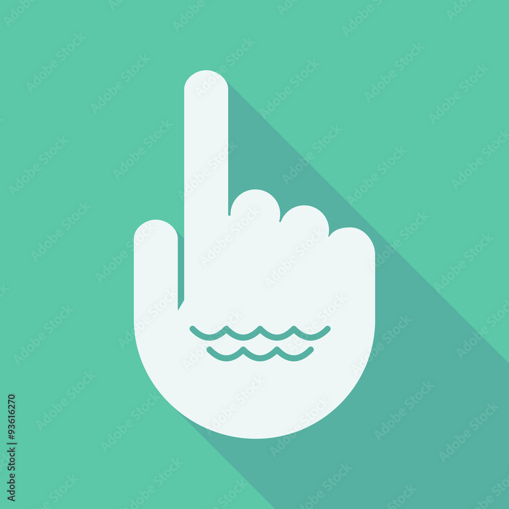 Fototapeta premium Long shadow pointing finger hand with a water sign