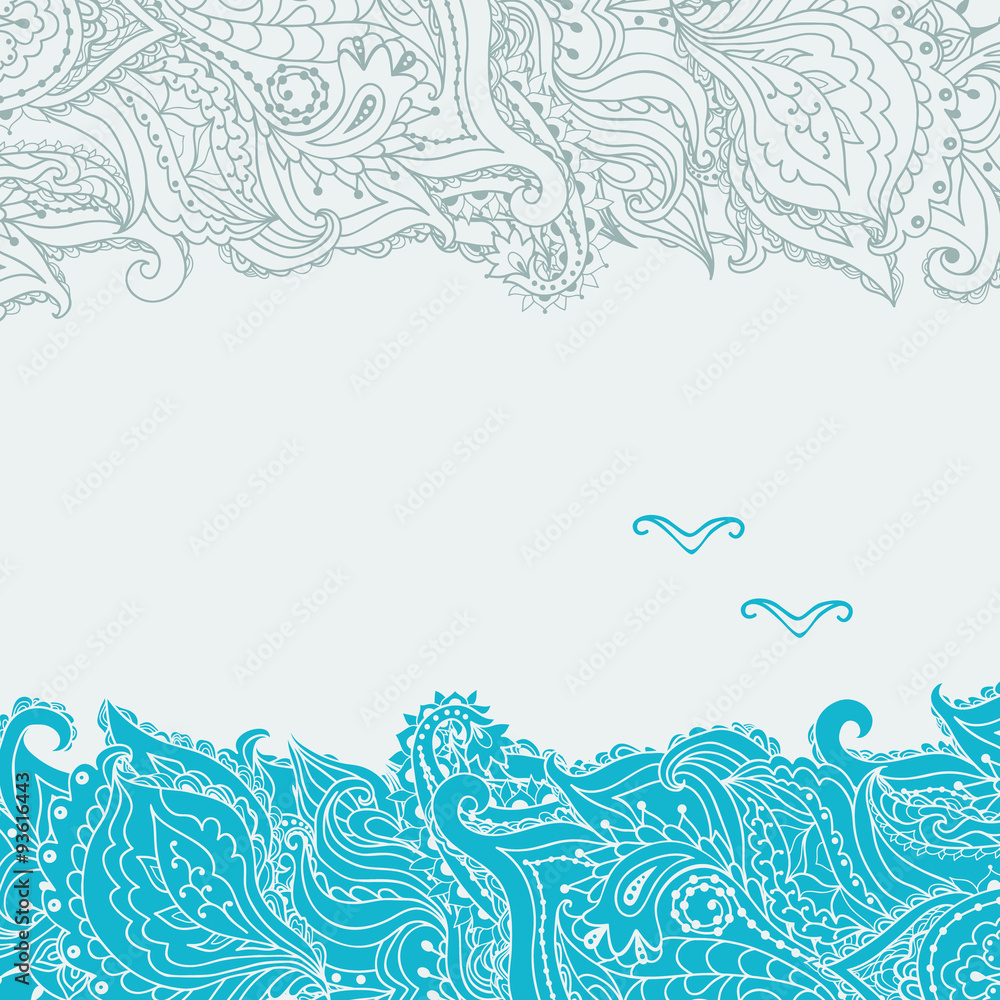 Fototapeta premium Stock vector background on the marine theme with an abstract ima