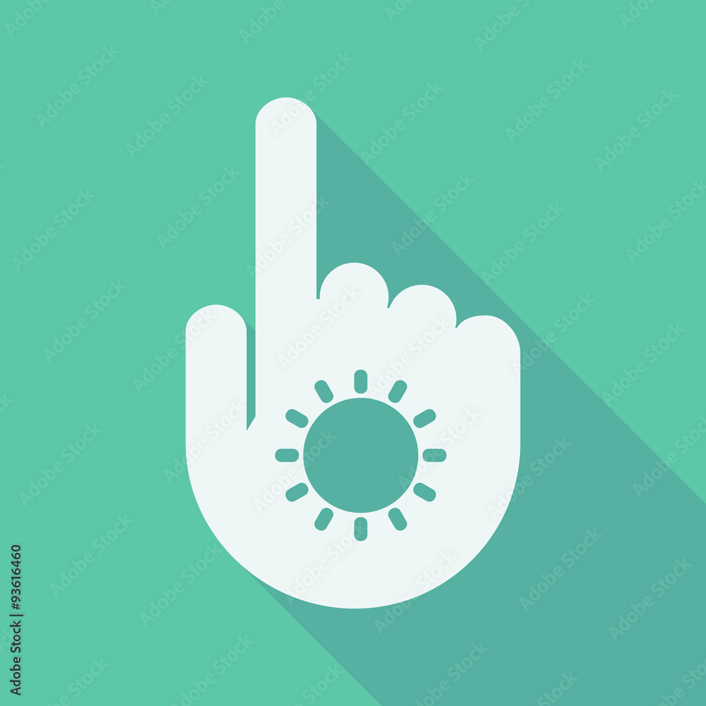 Long shadow pointing finger hand with a sun Long shadow pointing finger hand with a sun