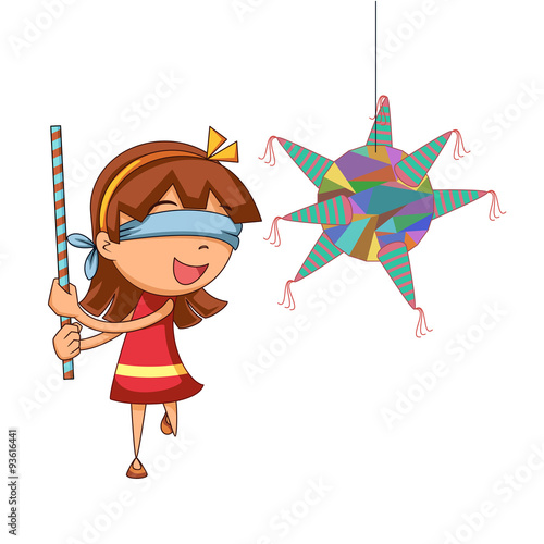 Girl playing pinata