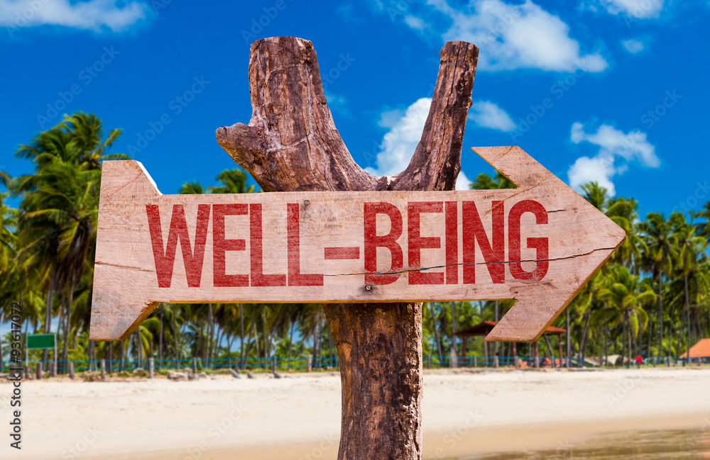 Well-Being arrow with beach background