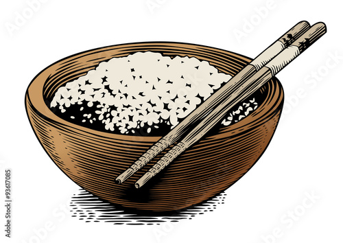Rice in the bowl