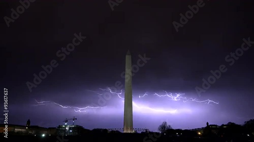 Washington Monument DC night dramatic beautiful lightning slow 4K 007