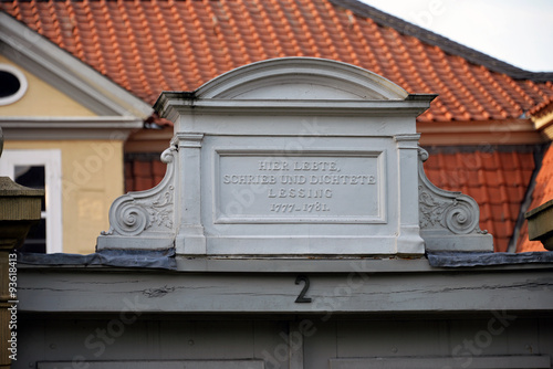 Inschrift am Lessinghaus Wolfenbüttel photo