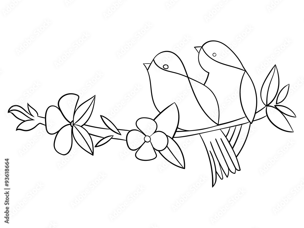 Tattoo stencil bird flower vector illustration Tattoo stencil bird flower vector illustration