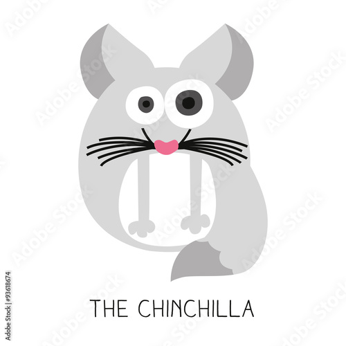 Card with a round chinchilla. Vector design.