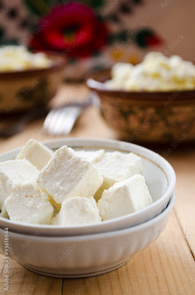 Fototapeta premium Traditional Ukrainian millet-porridge with butter and cheese